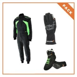 Pack Total Look TURN ONE Vert Fluo Combinaison + Gants + Bottines